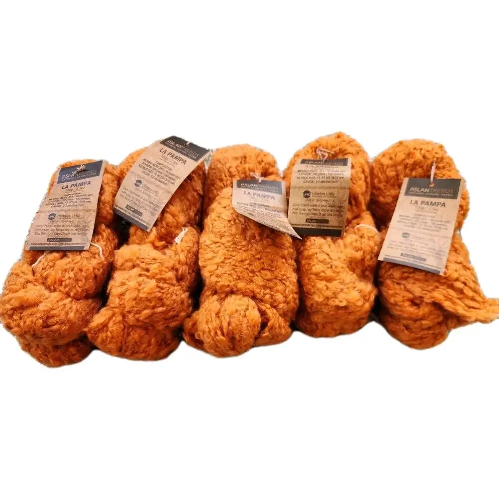 Aslan Trends La Pampa Yarn Lot 5 Merino Mohair Bulky Boucle Orange Argentina